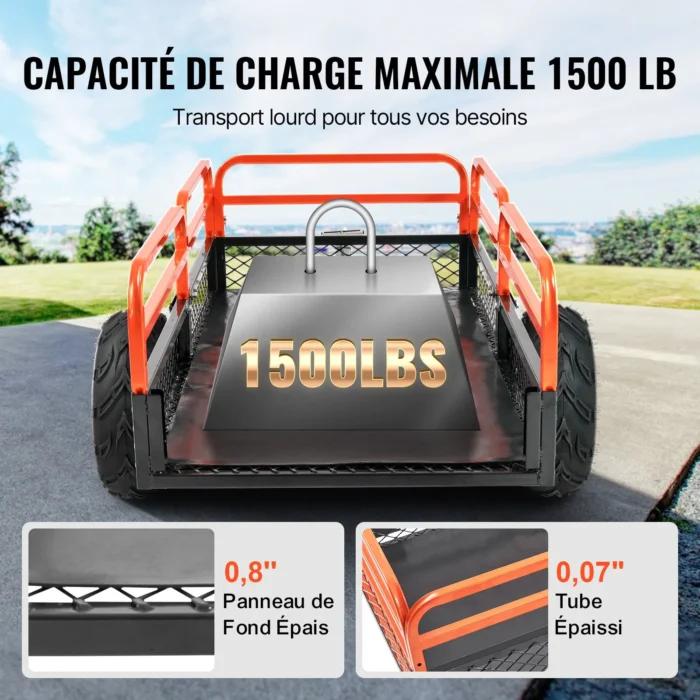 Remorque à Benne Basculante VEVOR Capacité de Charge 680 kg 2